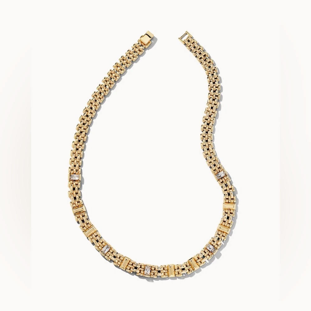 Kendra Scott Lesley Gold Chain Necklace in White Crystal